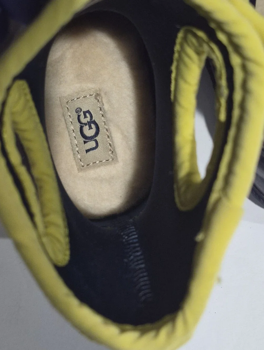 UGG Kids Navy and Yellow Rain Boots - Lightweight Waterproof Booties Size 6